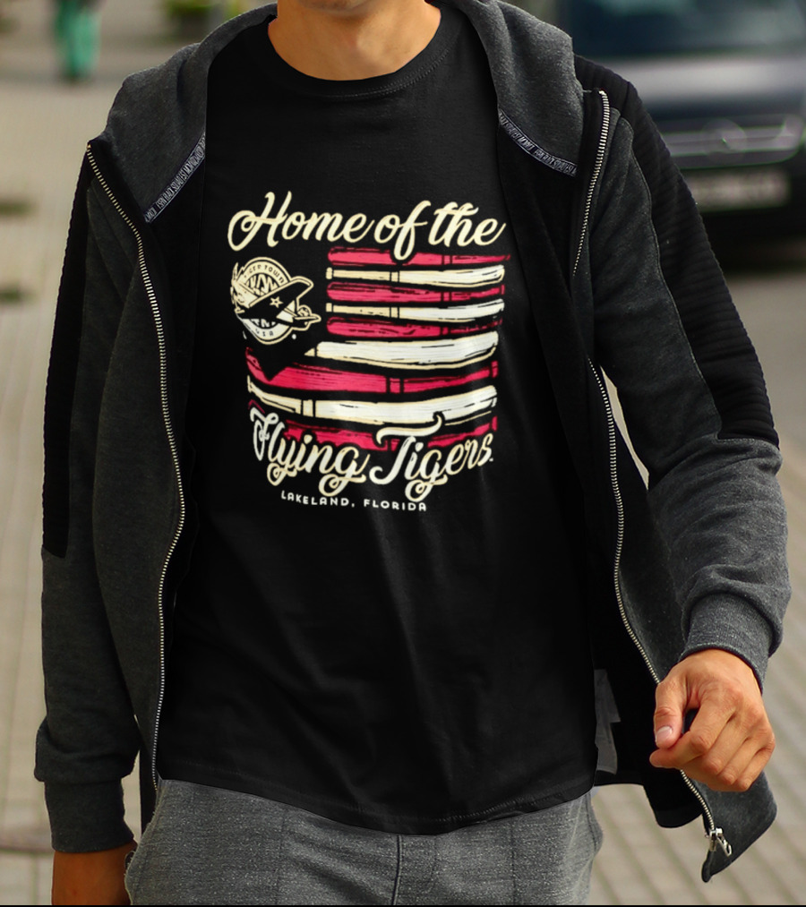 Home Of The Flying Tigers Lakeland Florida Baseball Flag T-Shirt