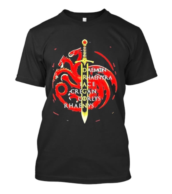 Daemon Rhaenyra Jace Cregan Corlys Rhaenys Dragon Sword Emblem The Reel Rejects T-Shirt