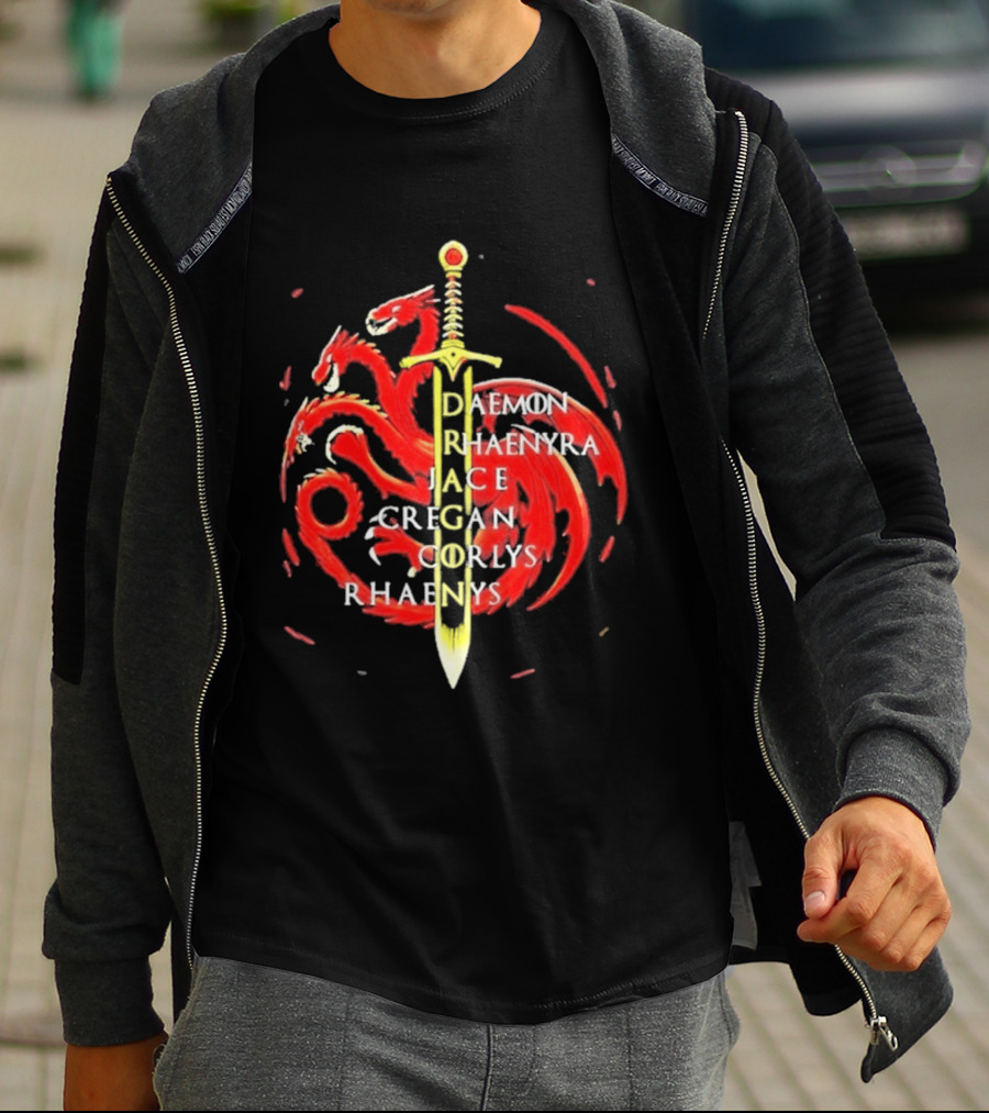 Daemon Rhaenyra Jace Cregan Corlys Rhaenys Dragon Sword Emblem The Reel Rejects T-Shirt