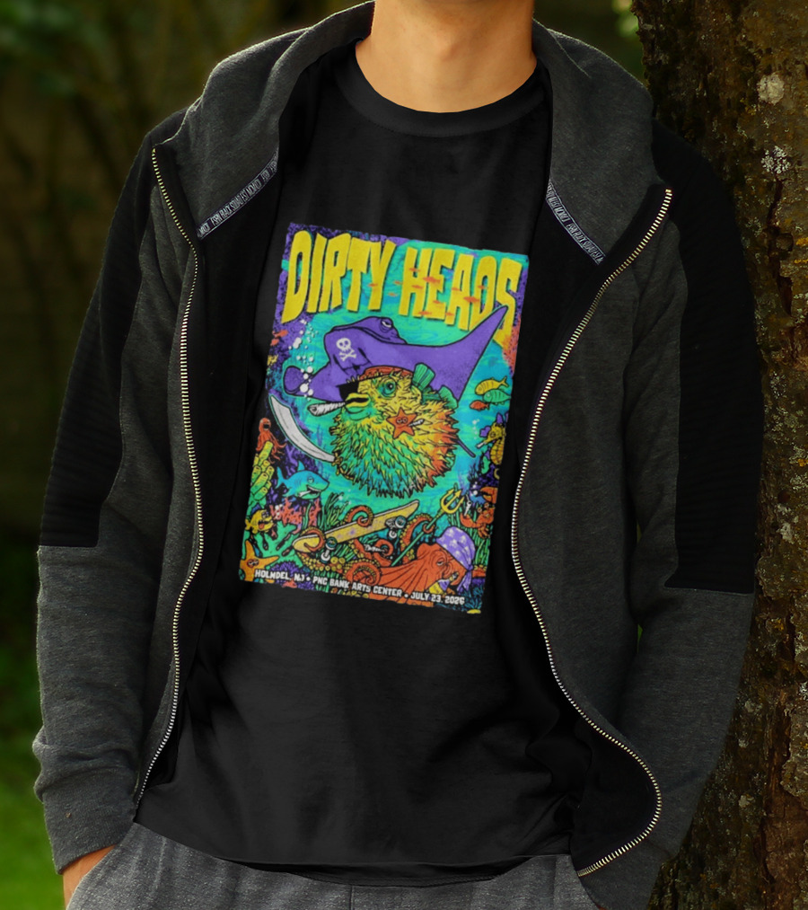 Dirty Heads Holmdel NJ July 23 2026 PNC Bank Arts Center Pirate Theme Ocean Creatures T-Shirt