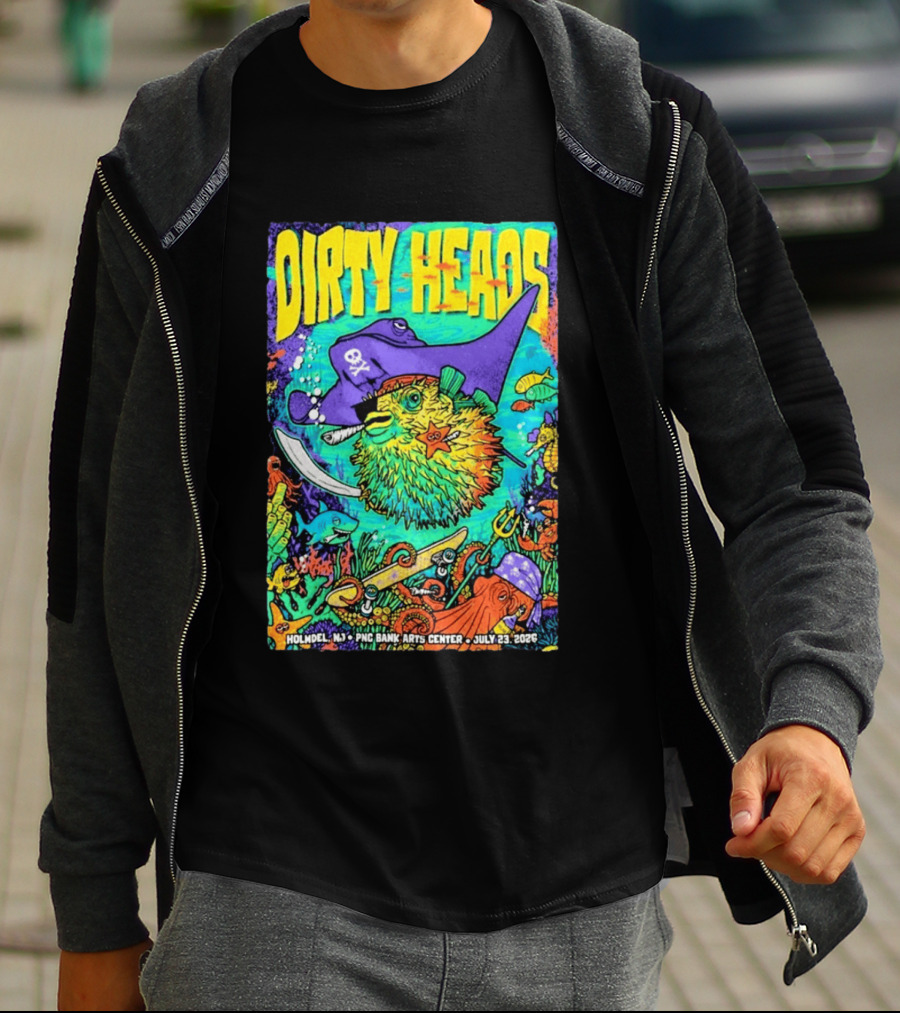 Dirty Heads Holmdel NJ July 23 2026 PNC Bank Arts Center Pirate Theme Ocean Creatures T-Shirt