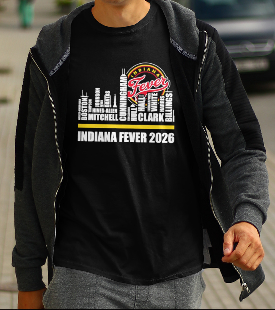 Indiana Fever 2026 Roster Skyline WNBA T-Shirt