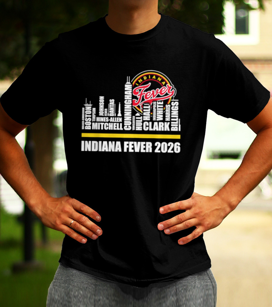 Indiana Fever 2026 Roster Skyline WNBA T-Shirt