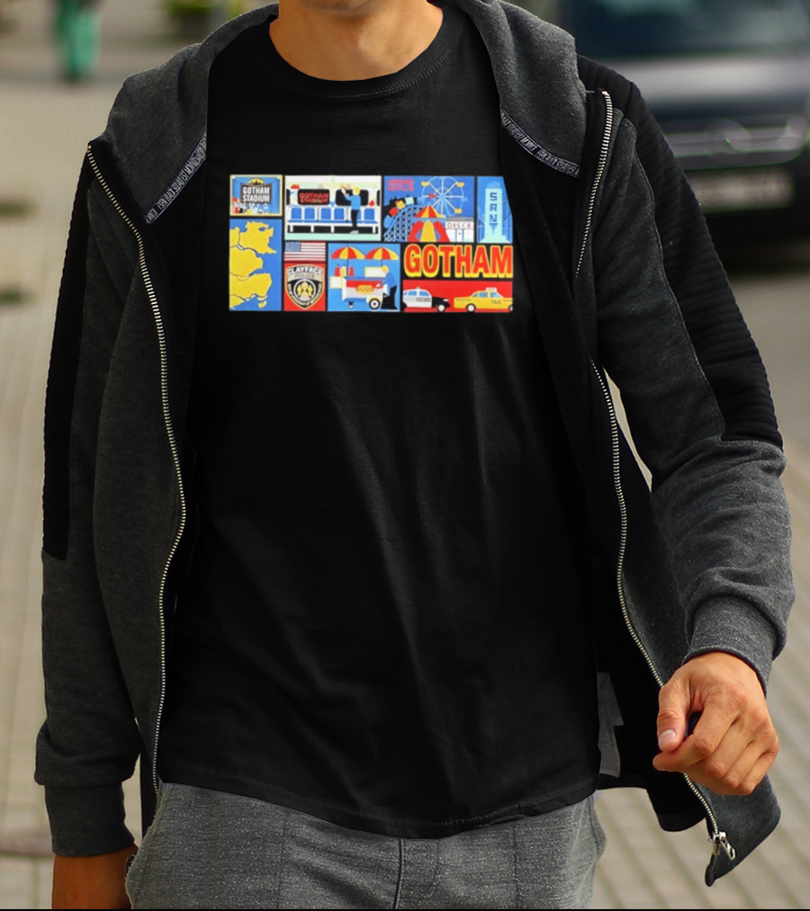 Gotham Stadium Clayface Gotham City Amusement Park Taxi T-Shirt