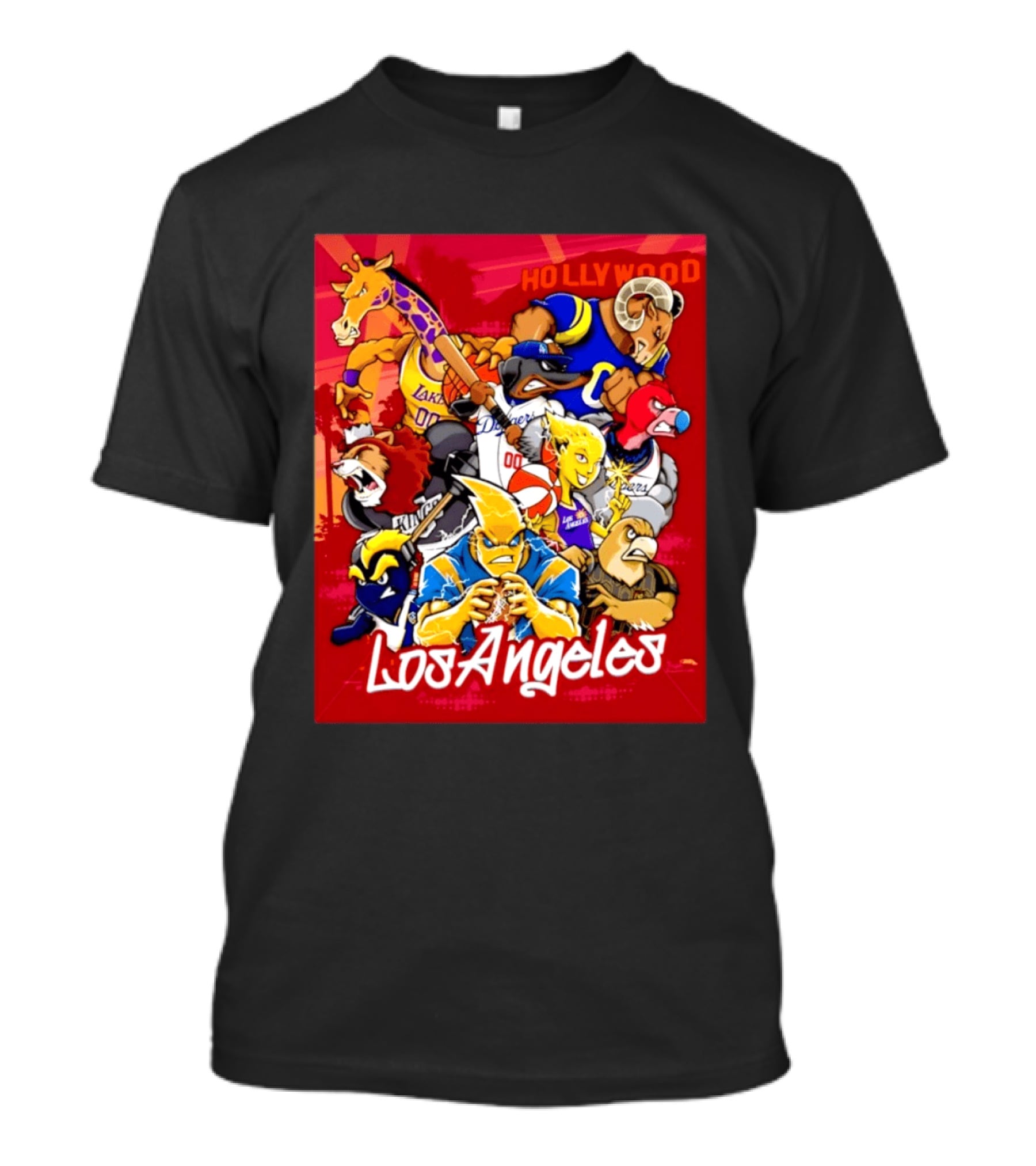 Los Angeles Legends Hollywood Sports Mashup With Dodgers Lakers Kings Rams And Clippers T-Shirt