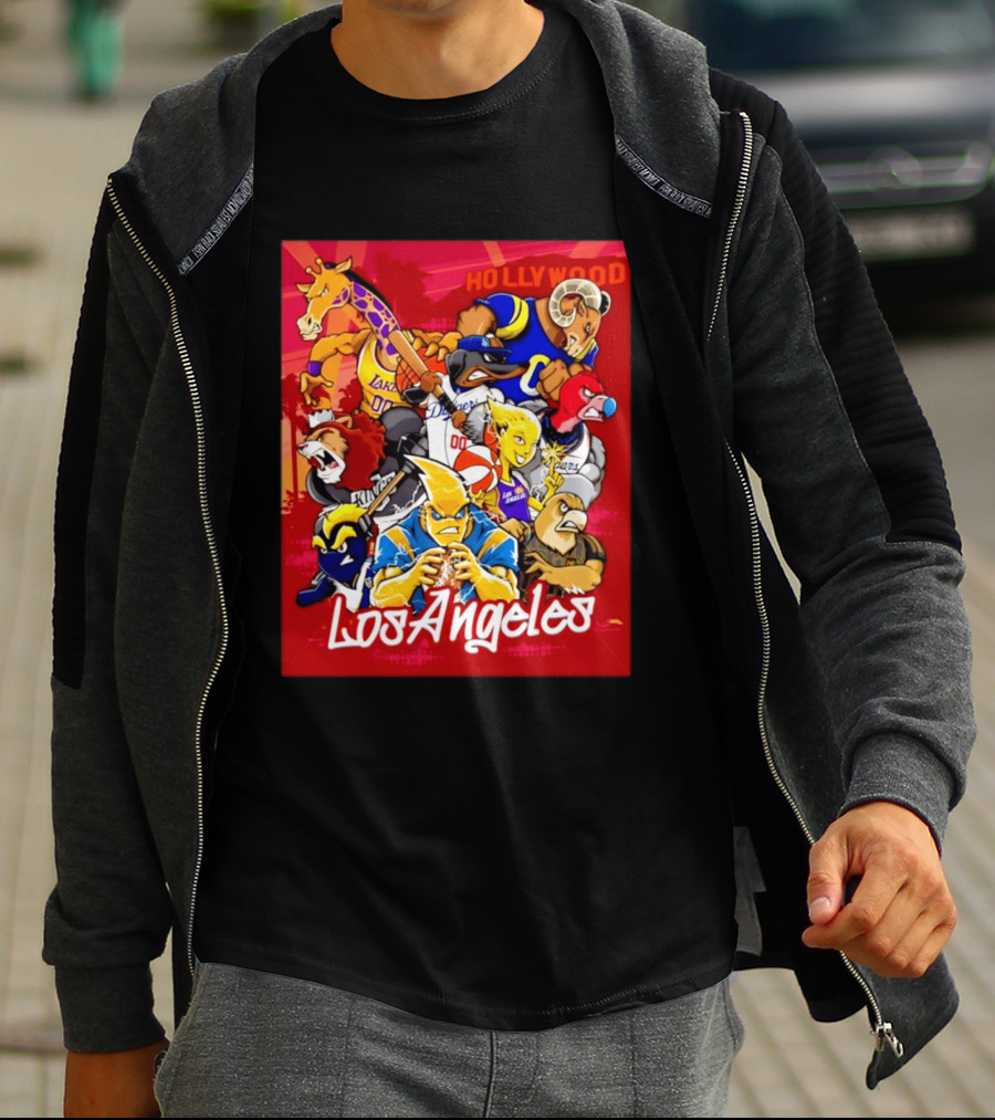 Los Angeles Legends Hollywood Sports Mashup With Dodgers Lakers Kings Rams And Clippers T-Shirt
