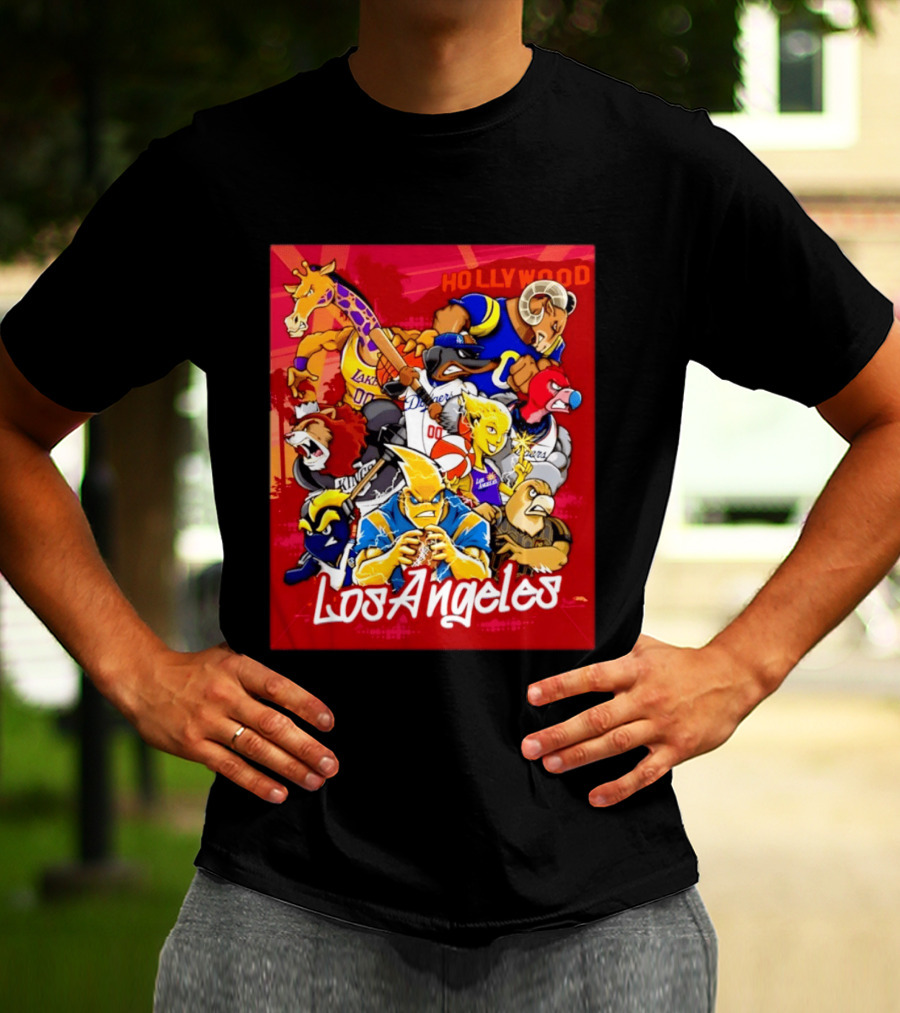 Los Angeles Legends Hollywood Sports Mashup With Dodgers Lakers Kings Rams And Clippers T-Shirt
