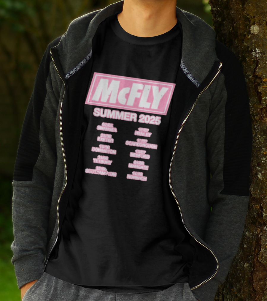 McFly Summer 2025 Tour Dates Swansea Exeter Donington Tetbury Southampton Henley Scarborough Bedford Margate Norwich T-Shirt