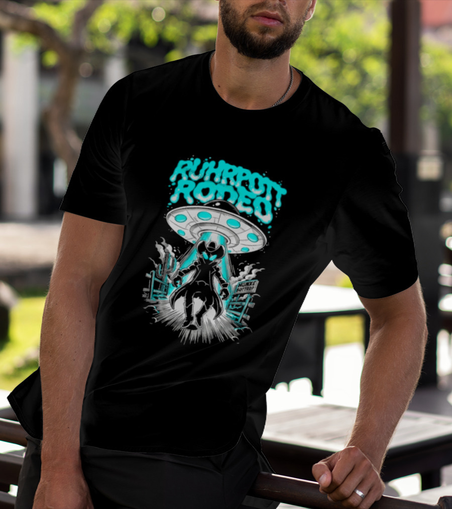 Ruhrpott Rodeo Hunxe Bottrop Alien Cowboy UFO Texas Stadium T-Shirt