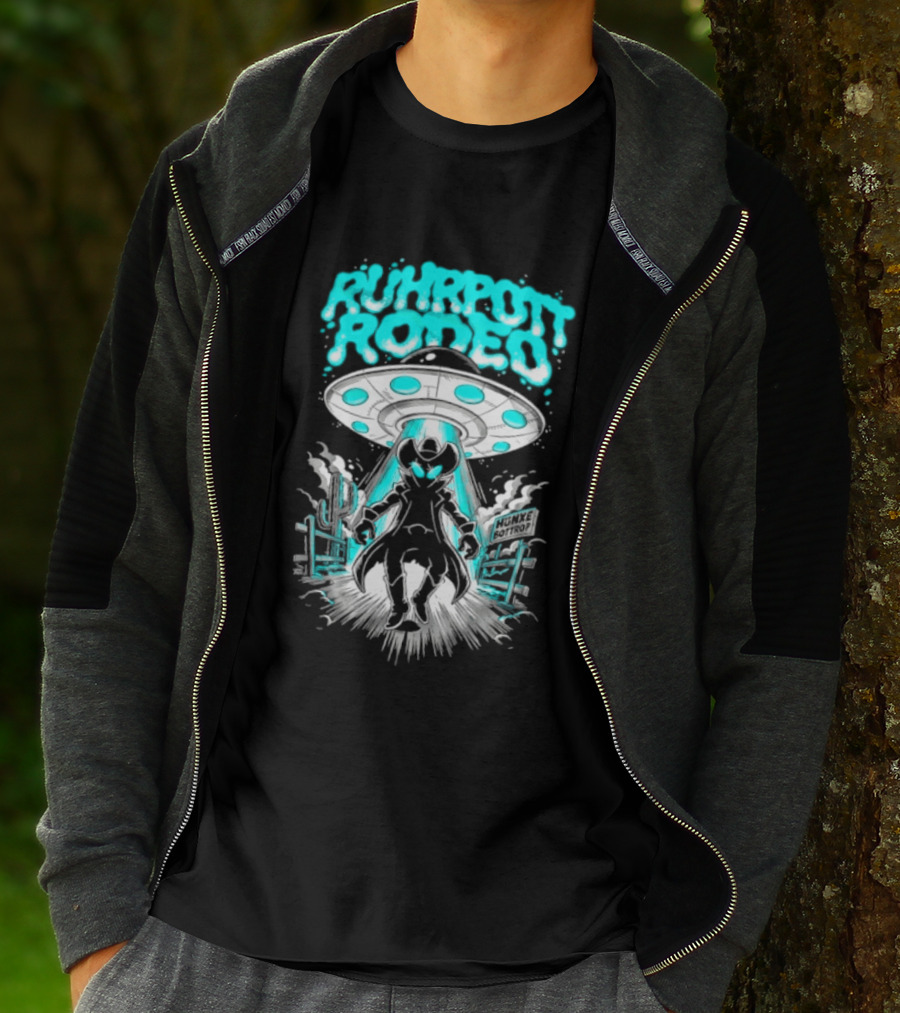 Ruhrpott Rodeo Hunxe Bottrop Alien Cowboy UFO Texas Stadium T-Shirt