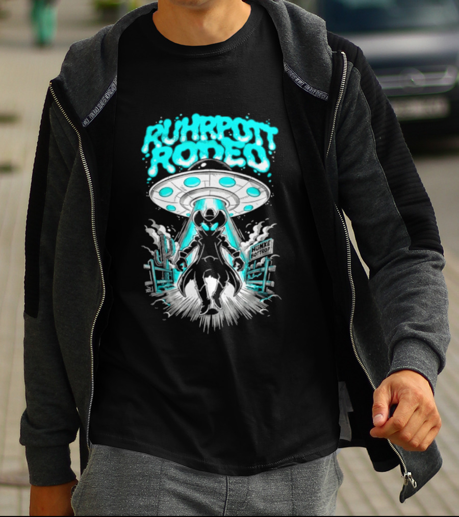 Ruhrpott Rodeo Hunxe Bottrop Alien Cowboy UFO Texas Stadium T-Shirt