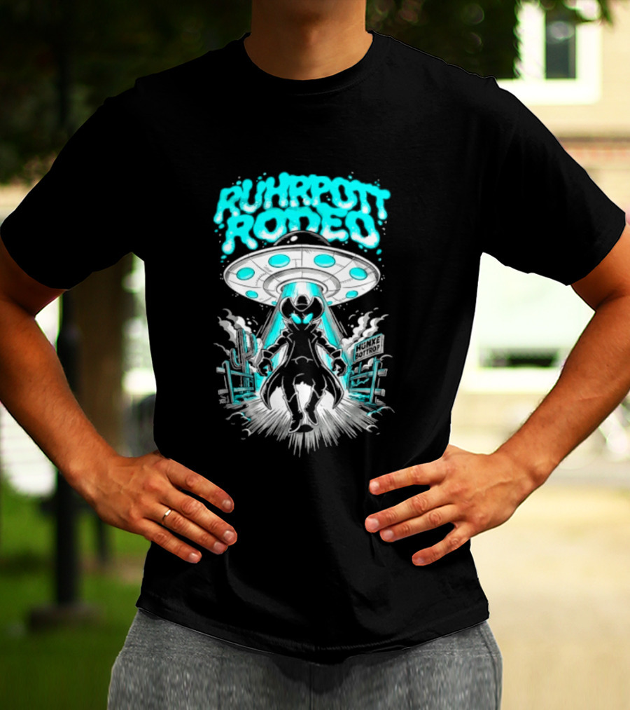 Ruhrpott Rodeo Hunxe Bottrop Alien Cowboy UFO Texas Stadium T-Shirt