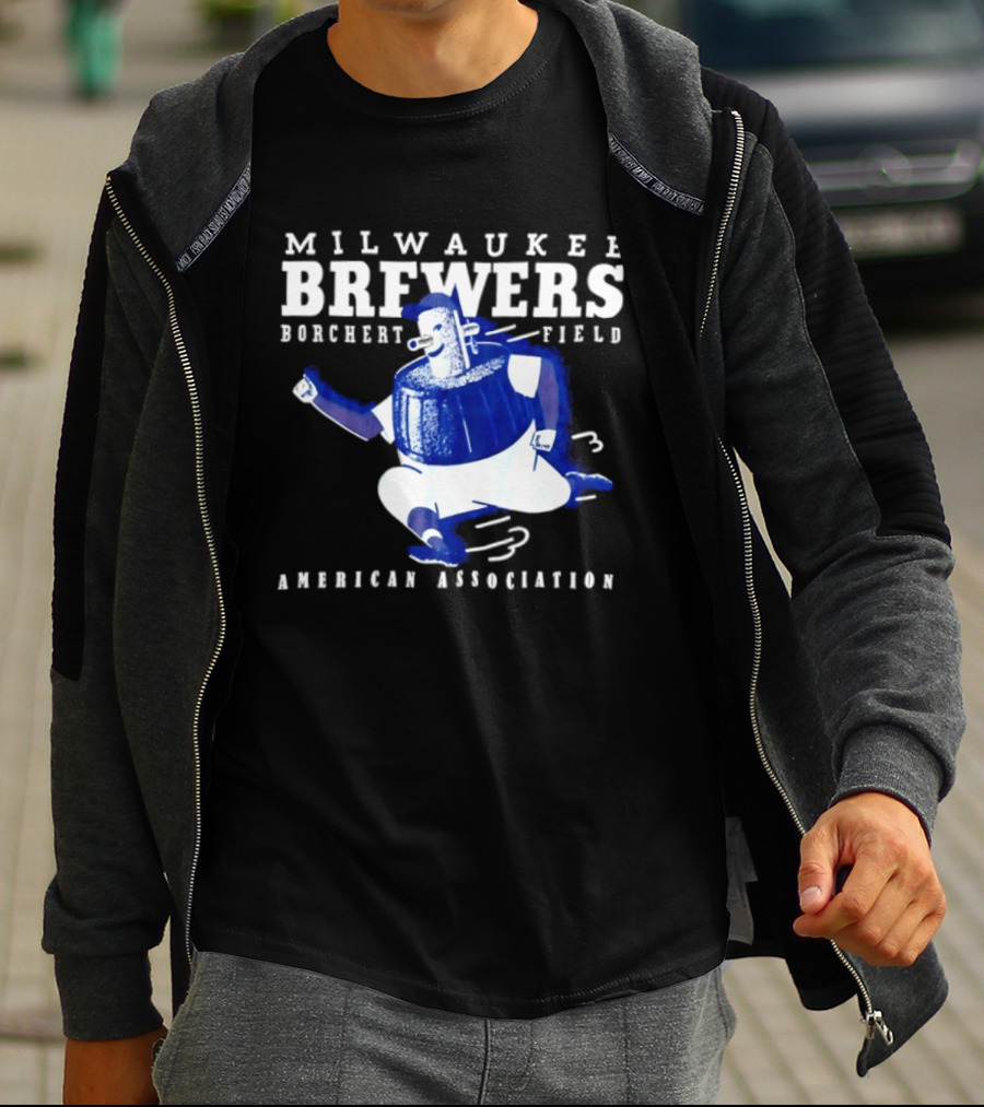 Milwaukee Brewers Borchert Field American Association Retro Baseball T-Shirt