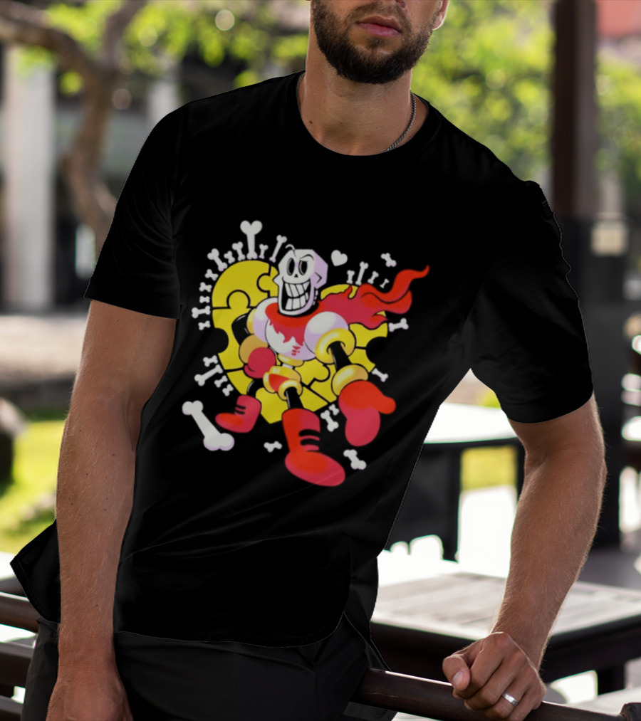 Papyrus Bonetrousle 10th Anniversary Undertale Puzzle Heart Skeleton T-Shirt