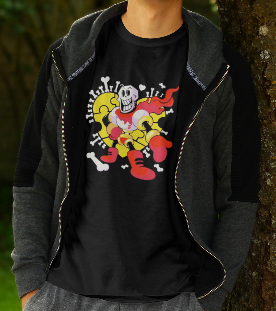 Papyrus Bonetrousle 10th Anniversary Undertale Puzzle Heart Skeleton T-Shirt