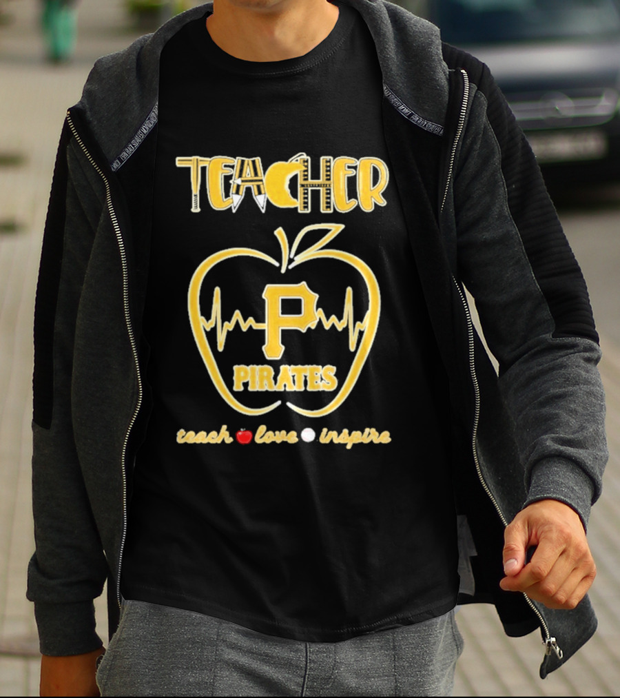 Pittsburgh Pirates Teacher Apple Teach Love Inspire T-Shirt