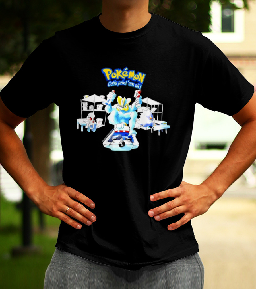 Pokemon Gotta Paint 'Em All Machamp Smeargle Gengar T-Shirt
