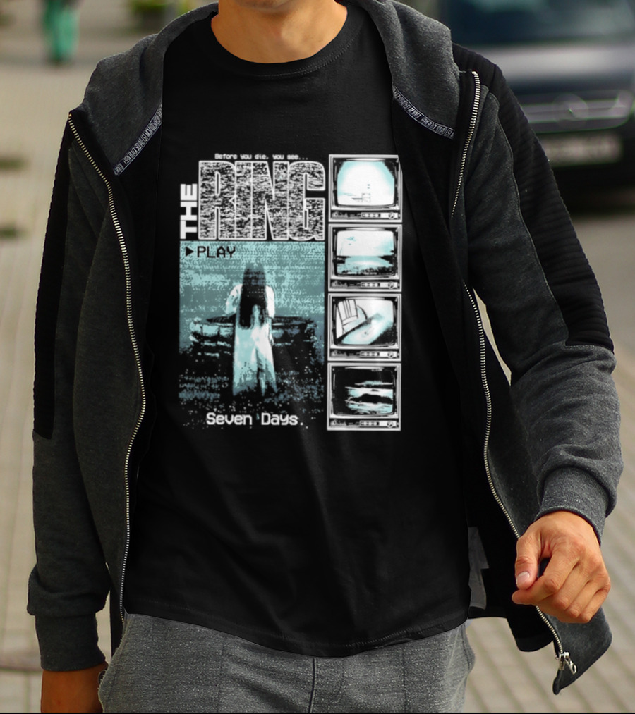 The Ring Seven Days Play Tape Iconic Horror Movie Scene T-Shirt