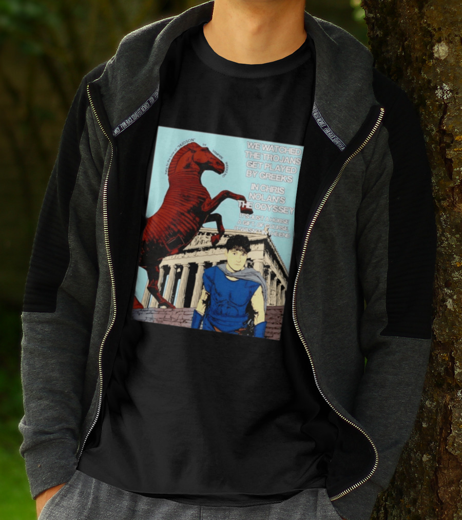 We Ed The Trojans Get Played By Greeks In Chris Nolan's The Odyssey Trojan Horse Parthenon Greek Mythology T-Shirt