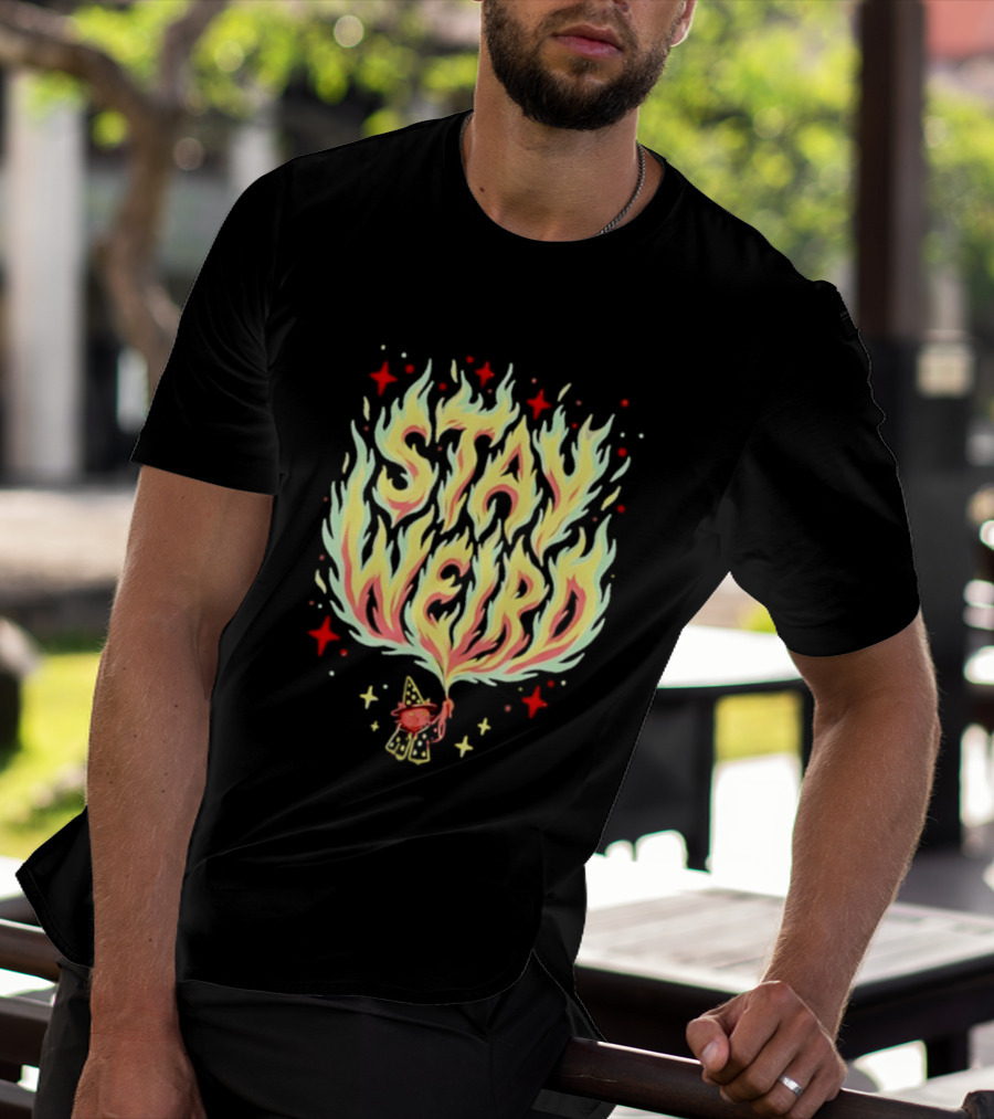 Stay Weird Witch Cat Magic Flame T-Shirt