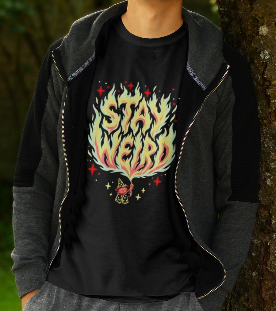 Stay Weird Witch Cat Magic Flame T-Shirt