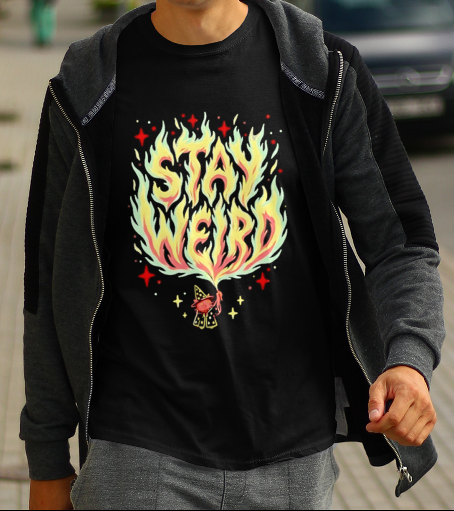 Stay Weird Witch Cat Magic Flame T-Shirt