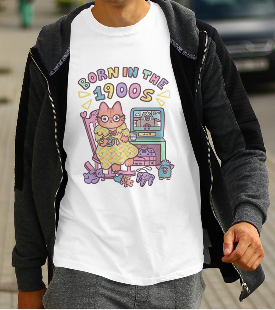 Born In The 1900s Cat VHS Gaming Nostalgia T-Shirt