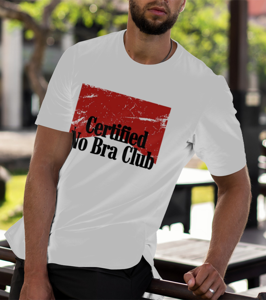 Certified No Bra Club Marlboro Parody Red Banner T-Shirt