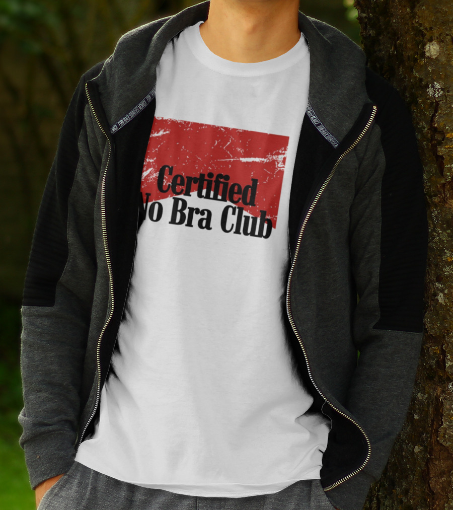 Certified No Bra Club Marlboro Parody Red Banner T-Shirt