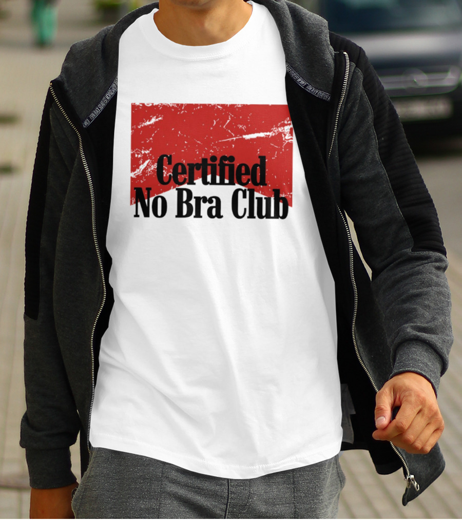 Certified No Bra Club Marlboro Parody Red Banner T-Shirt