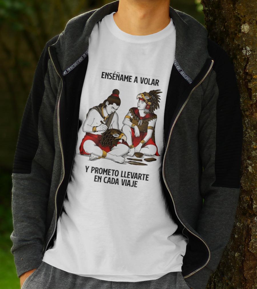 Enséñame A Volar Prometo Llevarte En Cada Viaje Guerrero Águila Guerrero Jaguar T-Shirt
