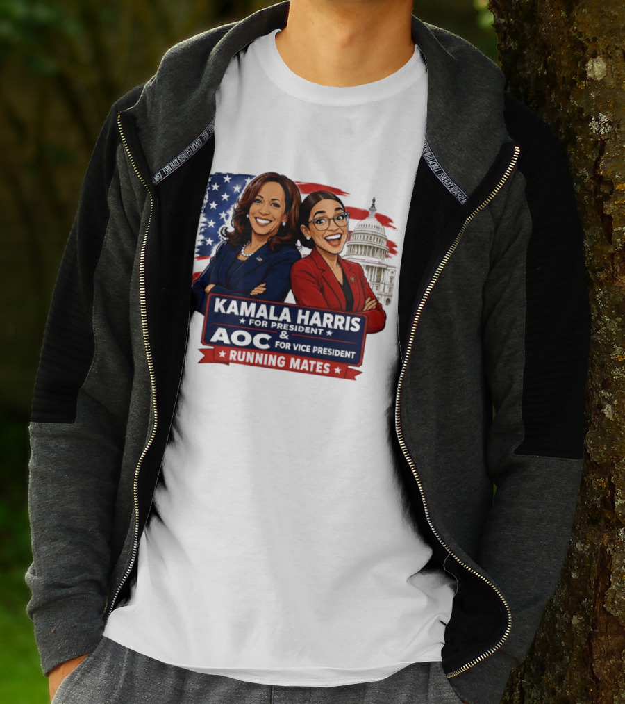 Kamala Harris For President AOC Vice President Running Mates Capitol T-Shirt
