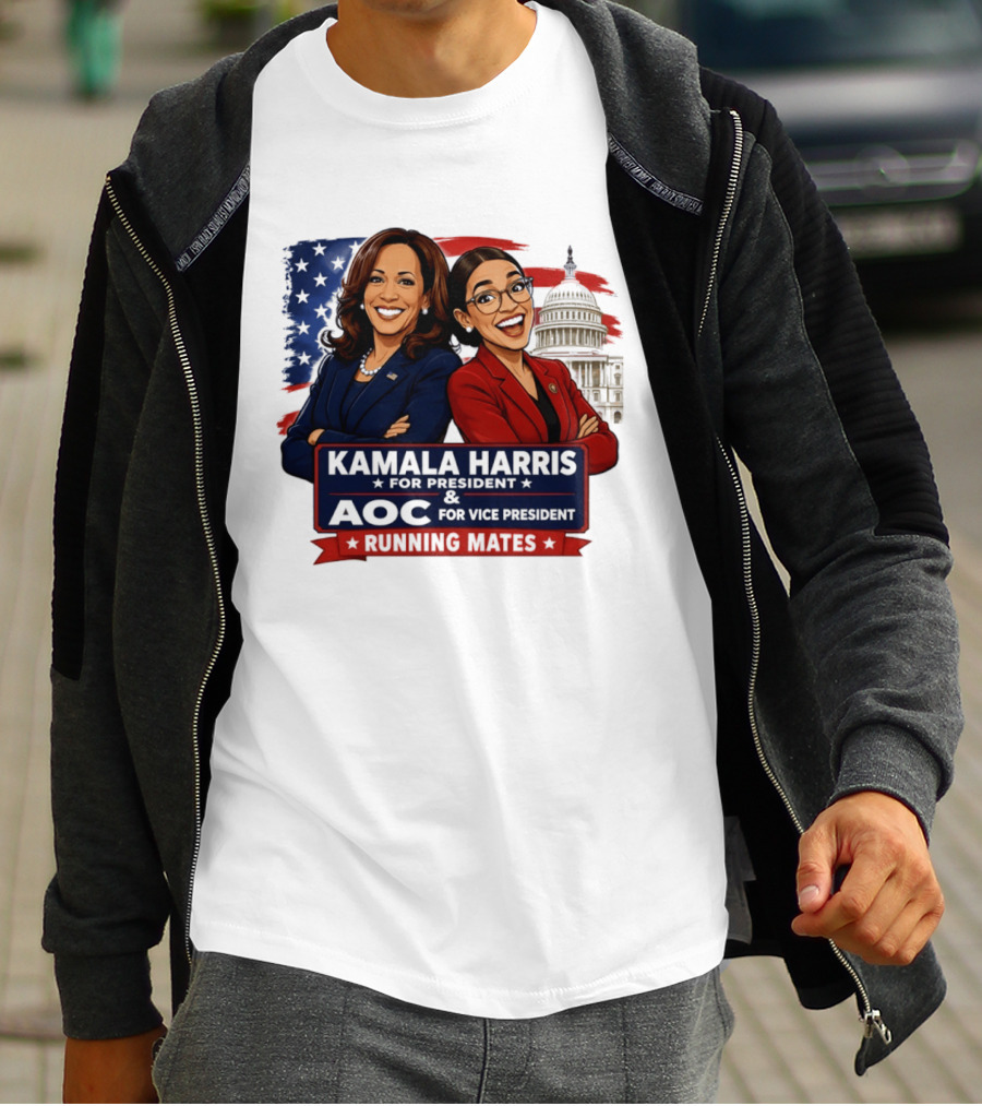 Kamala Harris For President AOC Vice President Running Mates Capitol T-Shirt