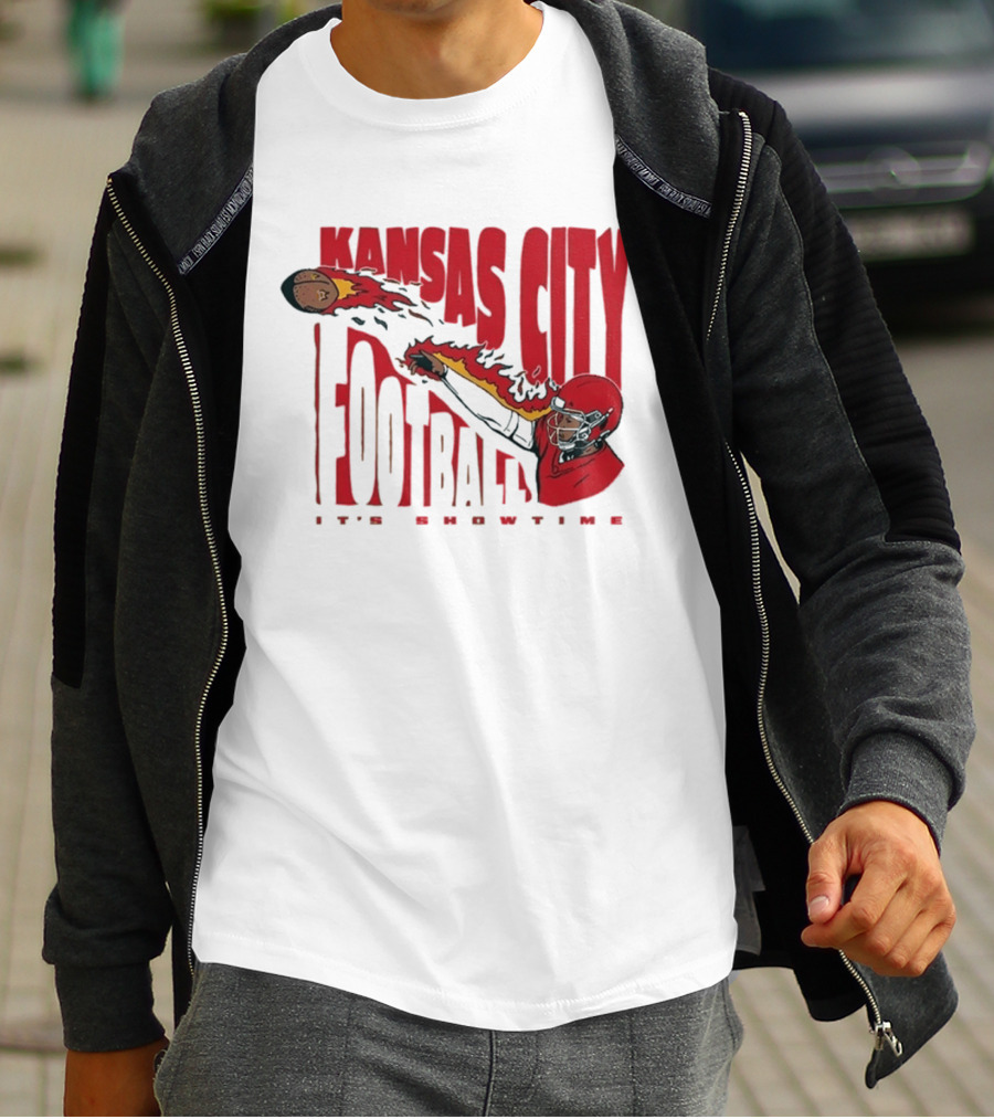 Kansas City Football It's Showtime Quarterback Fireball Pass T-Shirt