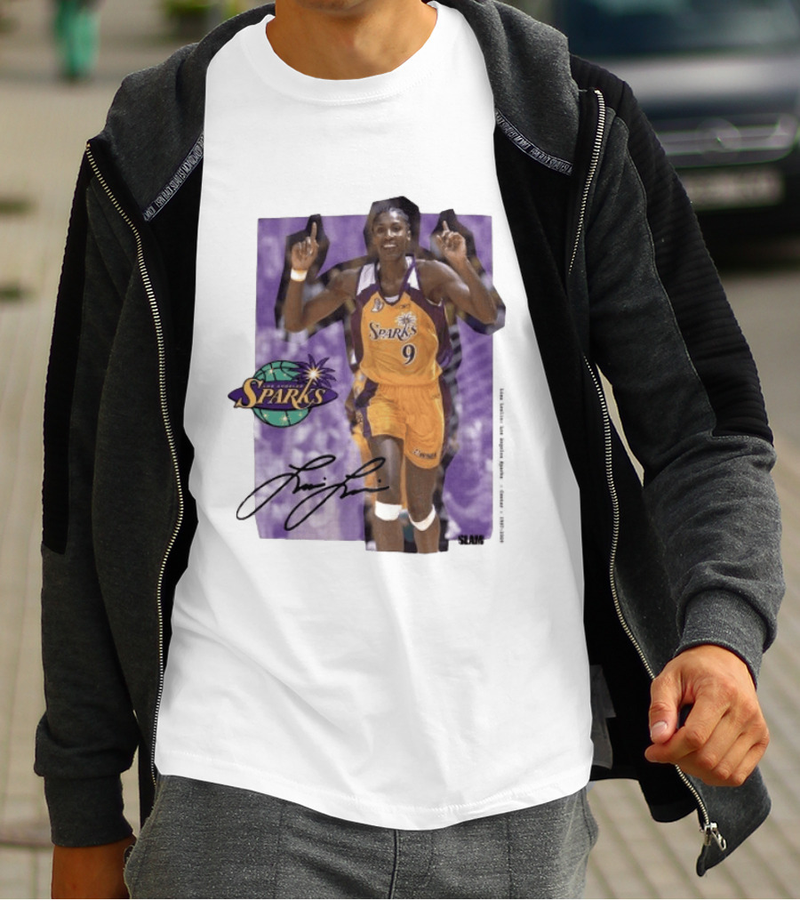 Lisa Leslie Los Angeles Sparks No 9 1997 2009 SLAM Autographed Basketball Legend T-Shirt