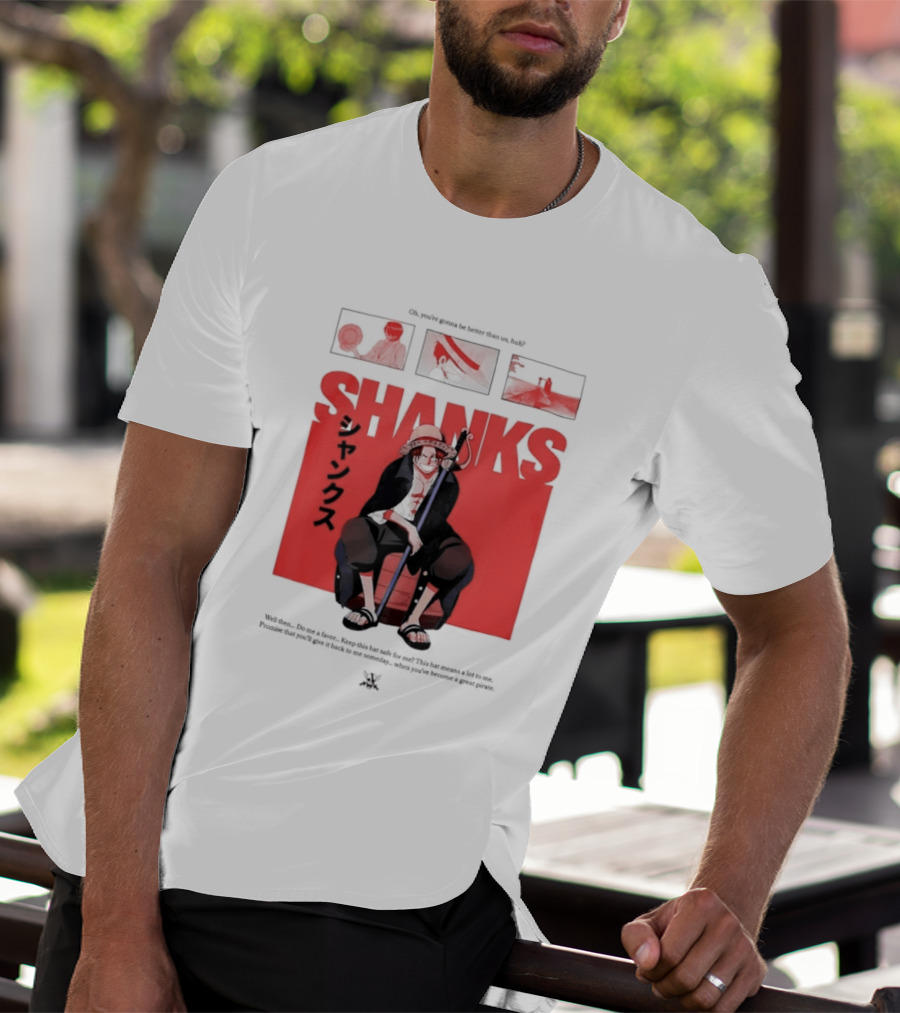 One Piece Shanks Luffy Straw Hat Pirates Manga Panels T-Shirt