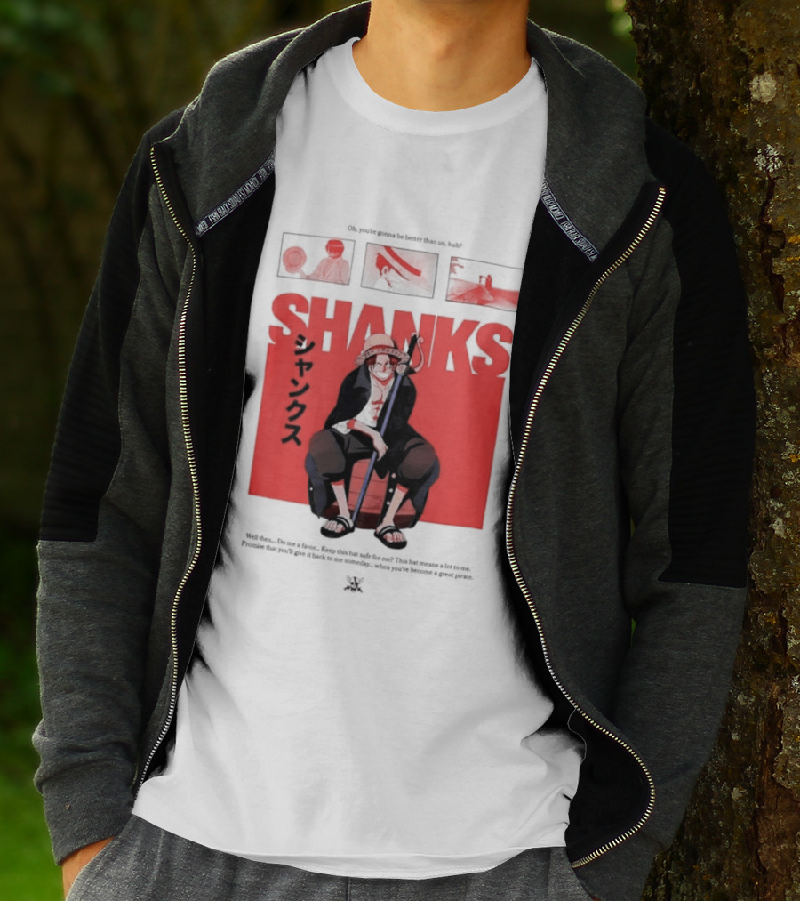 One Piece Shanks Luffy Straw Hat Pirates Manga Panels T-Shirt