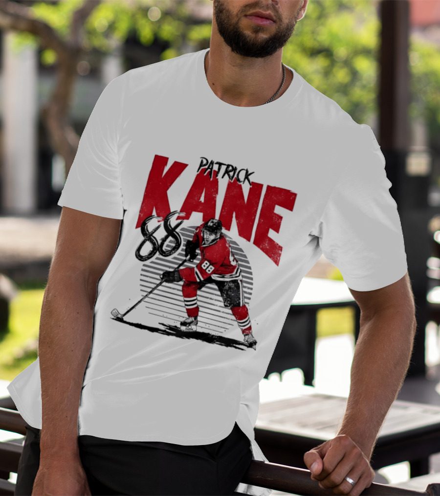 Patrick Kane 88 Chicago Blackhawks Hockey Player Action T-Shirt