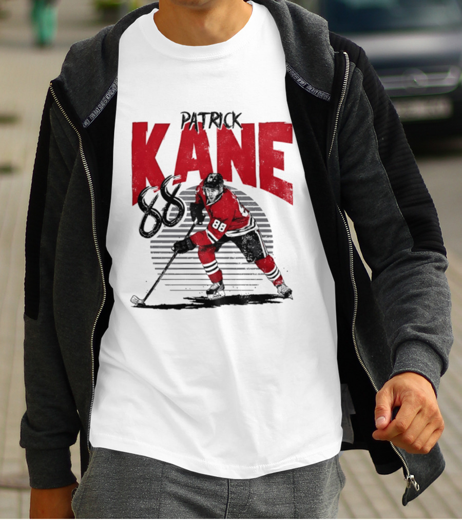 Patrick Kane 88 Chicago Blackhawks Hockey Player Action T-Shirt