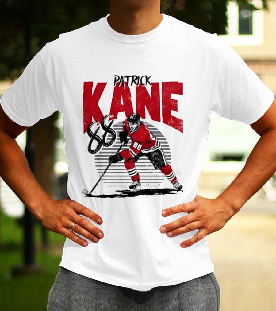 Patrick Kane 88 Chicago Blackhawks Hockey Player Action T-Shirt