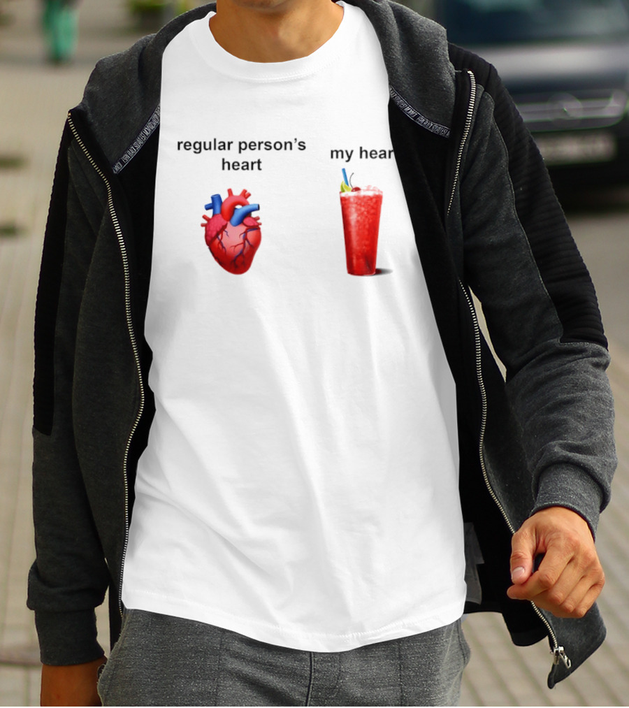 Regular Person's Heart Vs My Heart Cocktail Emoji Comparison T-Shirt