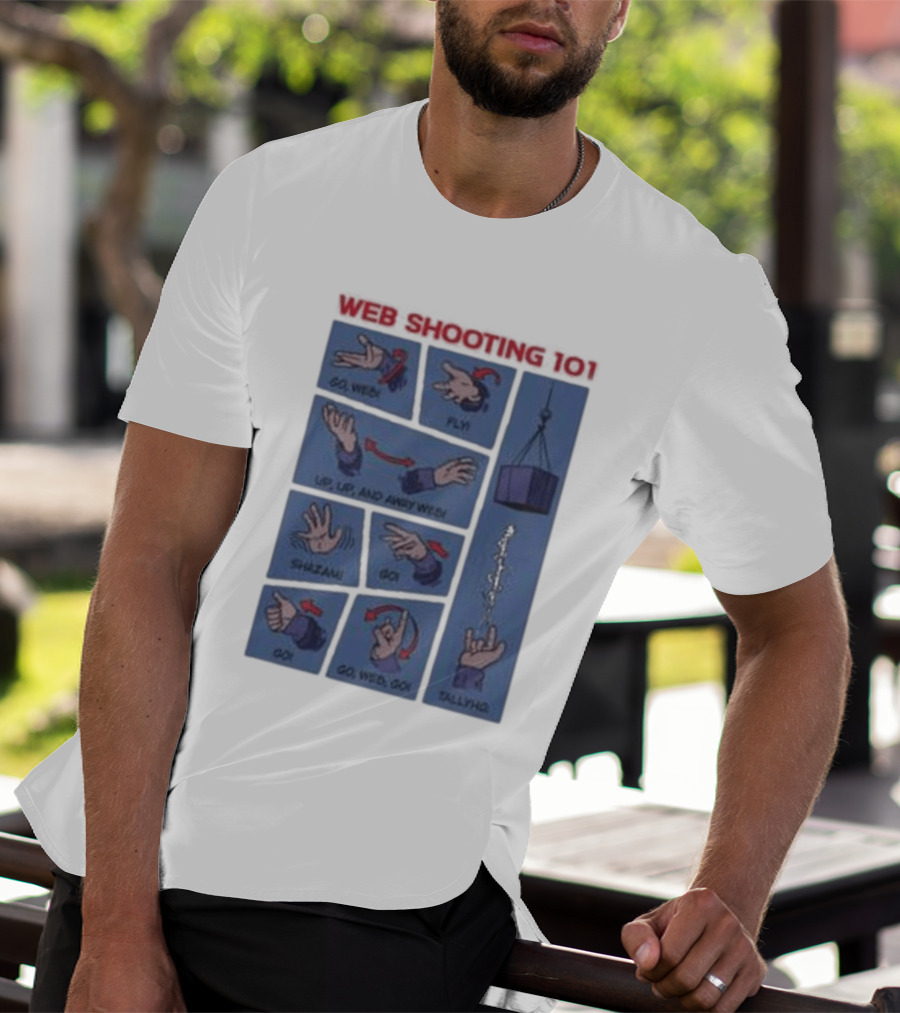 Web Shooting 101 Go Web Fly Up Up And Away Shazam Go Tallyho T-Shirt