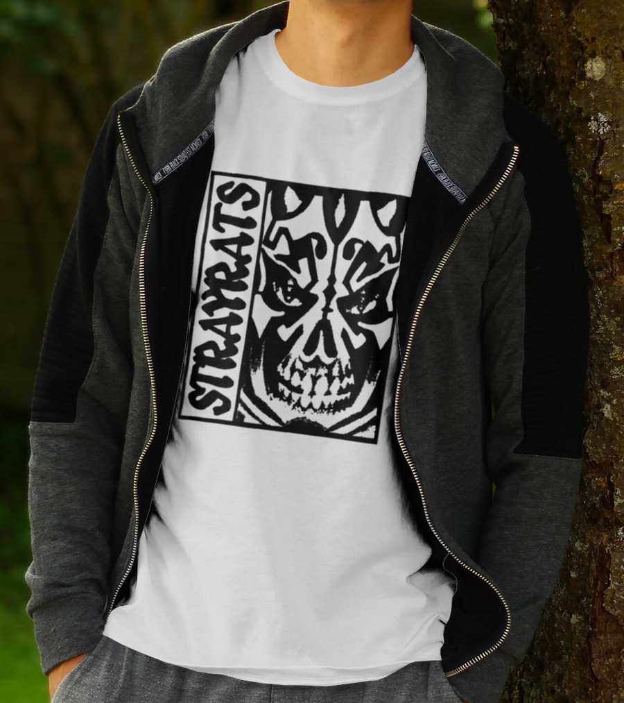 Stray Rats Skull Face Art Black And White T-Shirt