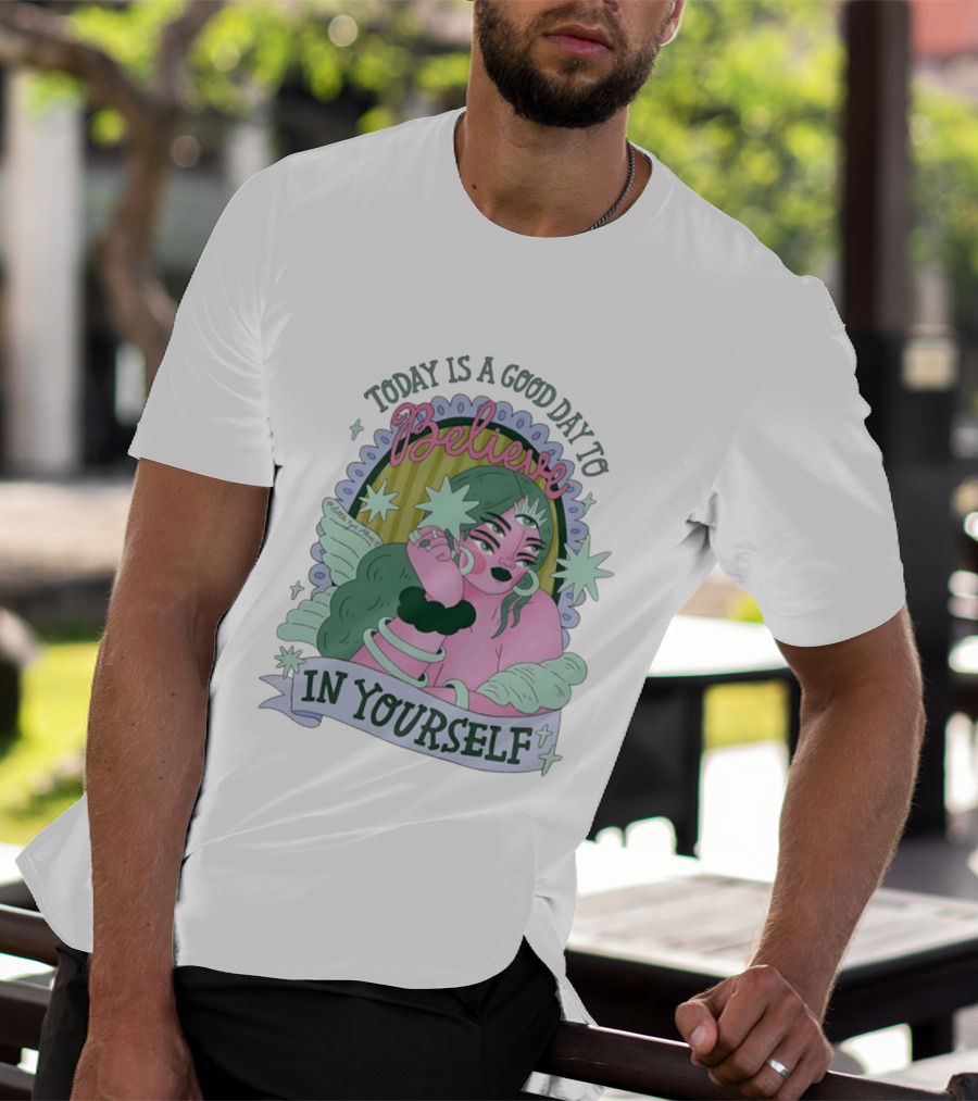 Today Is A Good Day To Believe In Yourself Celestial Character With Wings And Stars T-Shirt
