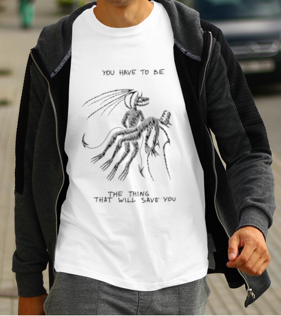 You Have To Be The Thing That Will Save You Abstract Figure With Hat And Flowing Lines T-Shirt