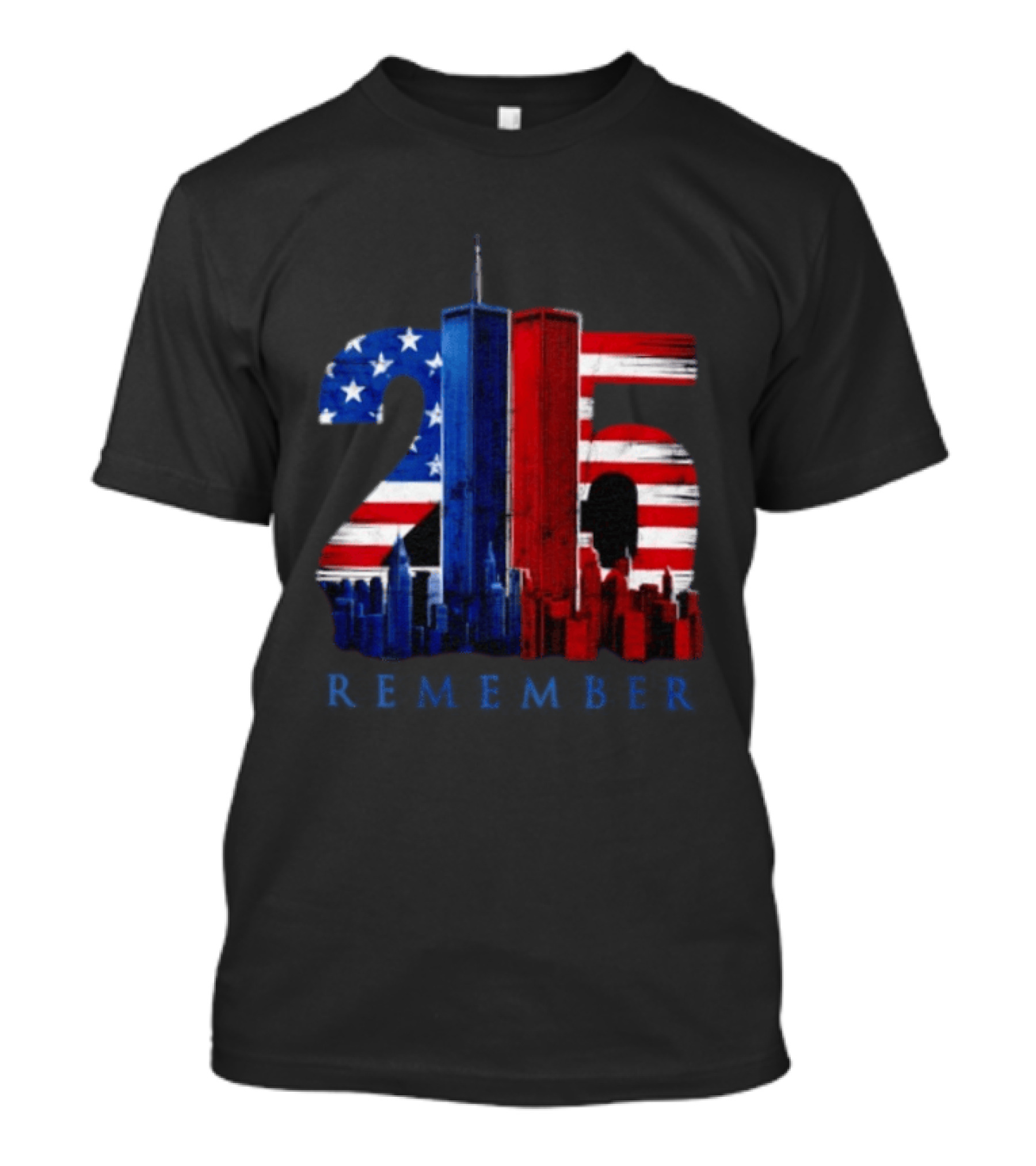25th Anniversary Remember Twin Towers American Flag T-Shirt