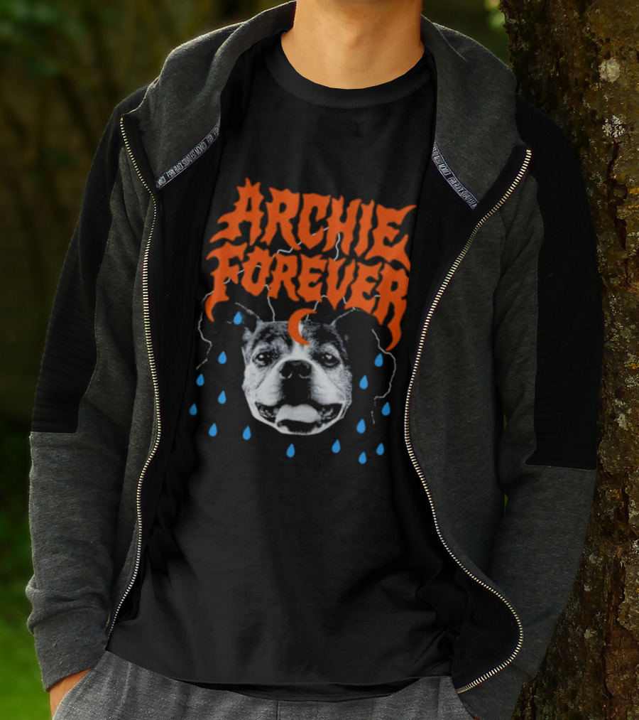 Archie Forever Dog Memorial Pet Tribute With Teardrops And Crescent Moon T-Shirt