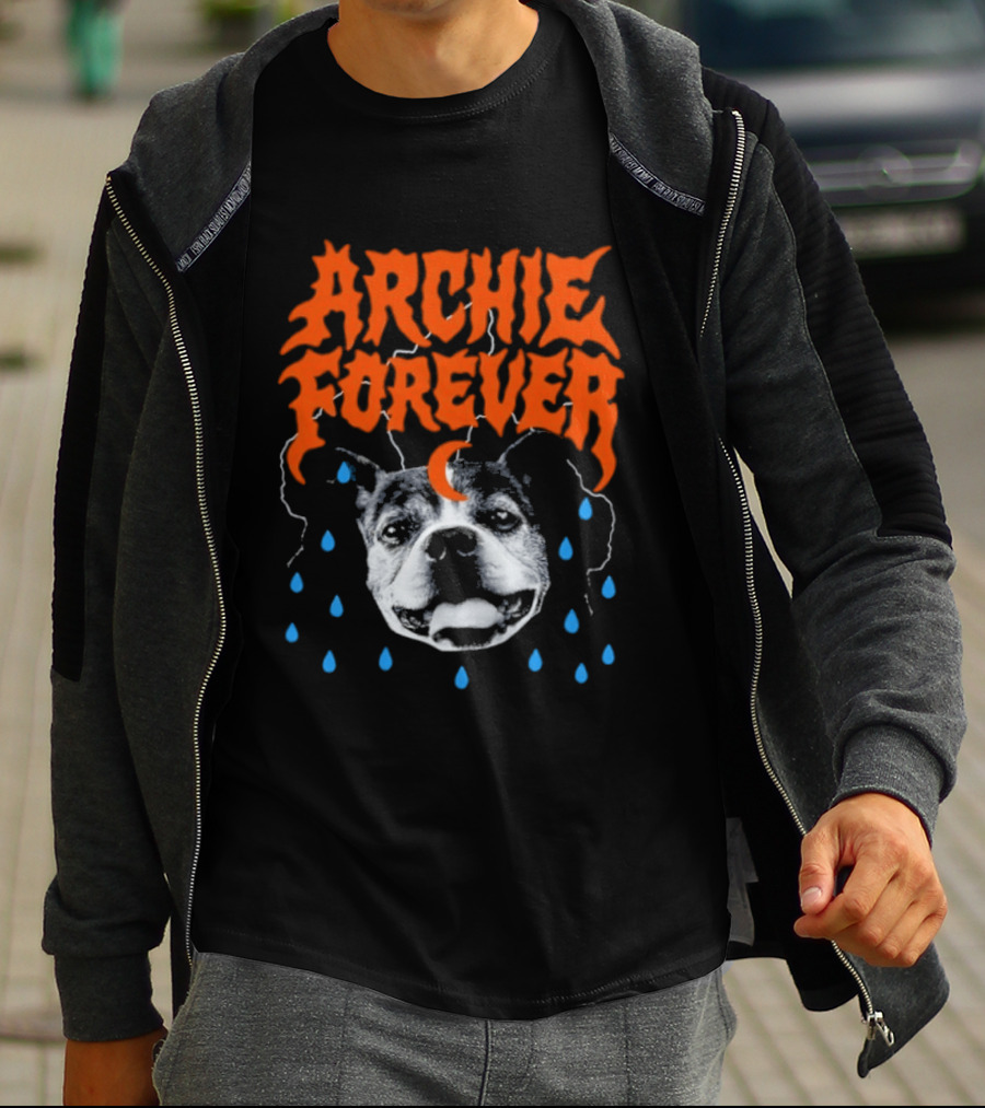 Archie Forever Dog Memorial Pet Tribute With Teardrops And Crescent Moon T-Shirt