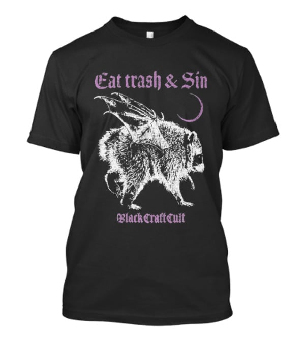 Blackcraftcult Cat Trash And Sin Raccoon Wings Moon T-Shirt
