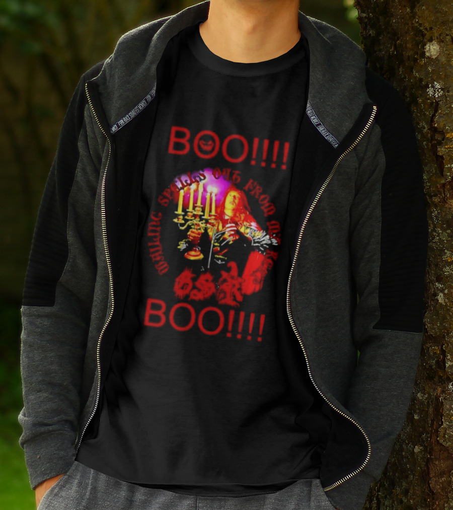 BOO Wailing Spells Out From My Keep Boo Candelabra Portrait Halloween T-Shirt
